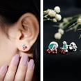 thumbnail image 3 of Rosec Jewels Natural Ruby Cherry Earrings with Emerald and Diamond (AAA Quality) - Cute Fruit Earrings - with Jewelry Box, 14K White Gold, 3 of 8