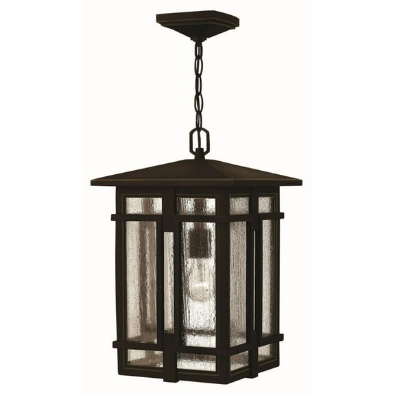 1 Light Outdoor Hanging Lantern in Craftsman Style 11 inches Wide By 17.5 inches High-Oil Rubbed Bronze Finish Bailey Street Home 81-Bel-2999188