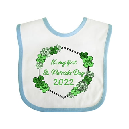 

Inktastic It s My 1st St. Patrick s Day Four-Leaf Clover Design Gift Baby Boy or Baby Girl Bib
