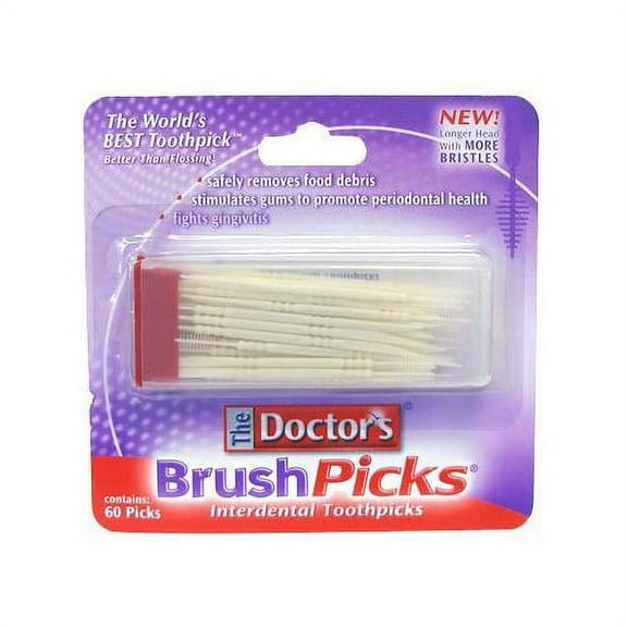 6 Pack - The Doctor's BrushPicks - Interdental Toothpicks - 60 Count Each