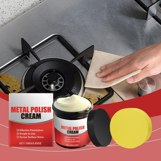 Kit de pasta para pulir metales 100g | Quitamanchas y óxido multimetal | Acero inoxidable, cobre, latón y aluminio | Incluye 2 Pads | Restaura el brillo, la barrera | Sin olor, no