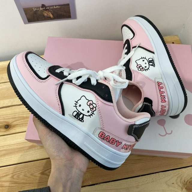 Chaussures Hello Kitty Dessin Animé Polyvalentes Légères Respirantes Décontractées Chaussures pour Femmes Chaussure de Sport pour Dame Espadrilles Roses Mignonnes pour Fille