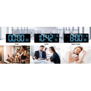 XREXS Digital Wall Clock Large Display, 16.5 LED Wall Clock with 6 Color Changes Night Lights, Auto DST, Count Up/Down Timer Clock with Remote Control for Living Room Bedroom Office Wall Decor