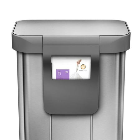 simplehuman 58 Liter Dual Compartment Rectangular Sensor Can with Voice and Motion Control, Brushed Stainless Steel - Brushed Stainless Steel