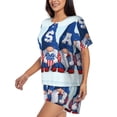 thumbnail image 2 of Lsque Cute Gnomes in USA Women's Short-Sleeved Pajama Set - 2 Piece Soft and Lightweight Sleepwear Set-Large, 2 of 9
