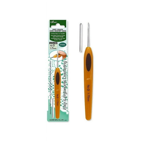 Clover Soft Touch Steel Crochet Hook with Ergonomic Handle, Size 14