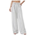 thumbnail image 3 of Duqingm Cute Pants Womens Wide Leg Striped Pants Casual Comfy Lounge Trousers Loose Fit Lightweight Soft Pants Light Blue,2XL, 3 of 7
