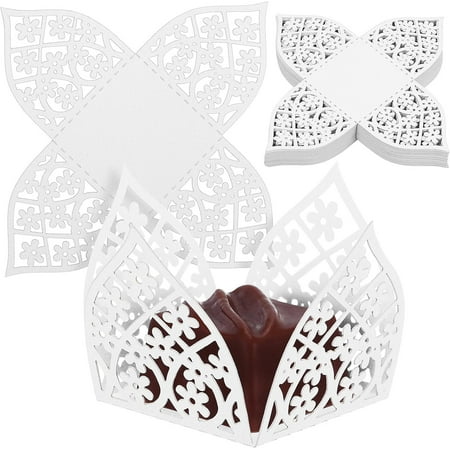 

Cupcake Liners White Lace Truffle Cups Candy Box Chocolate Paper Baking Cup Hollow-out Candy Packaging Wrapper 50 Pcs White