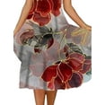 thumbnail image 3 of Gvmfive Women Summer Boho Floral Dress Short Sleeve Casual Midi Sundress, 3 of 4