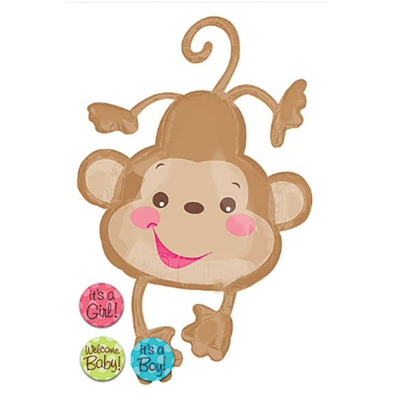 Anagram International 40" Personalize Fisher Price Monkey Baby Shower Jungle Safari Theme Foil Balloon