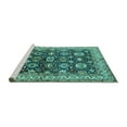 thumbnail image 2 of Ahgly Company Machine Washable Indoor Square Oriental Turquoise Blue Industrial Area Rugs, 5' Square, 2 of 4