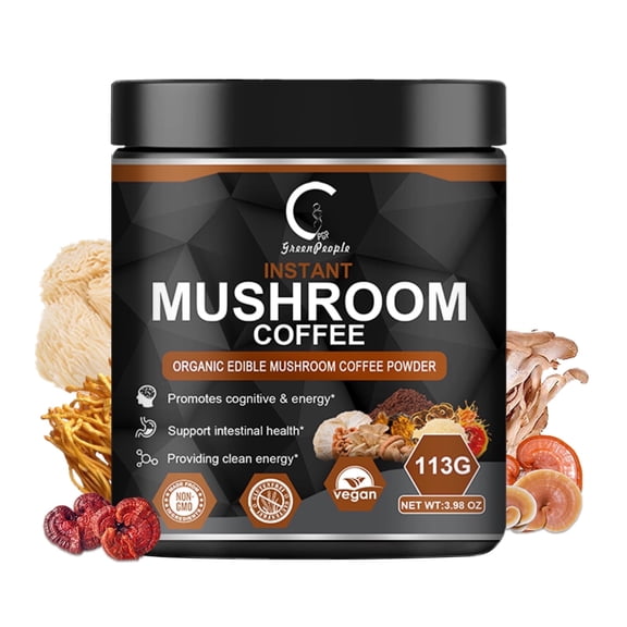 Mushroom Coffee Powders | Mushroom Supplement 7 Superfood Mix with Lion's Mane, Reishi, Chaga, Cordyceps, Shiitake, Maitake & Turkey Tail - 113g (3.98oz)