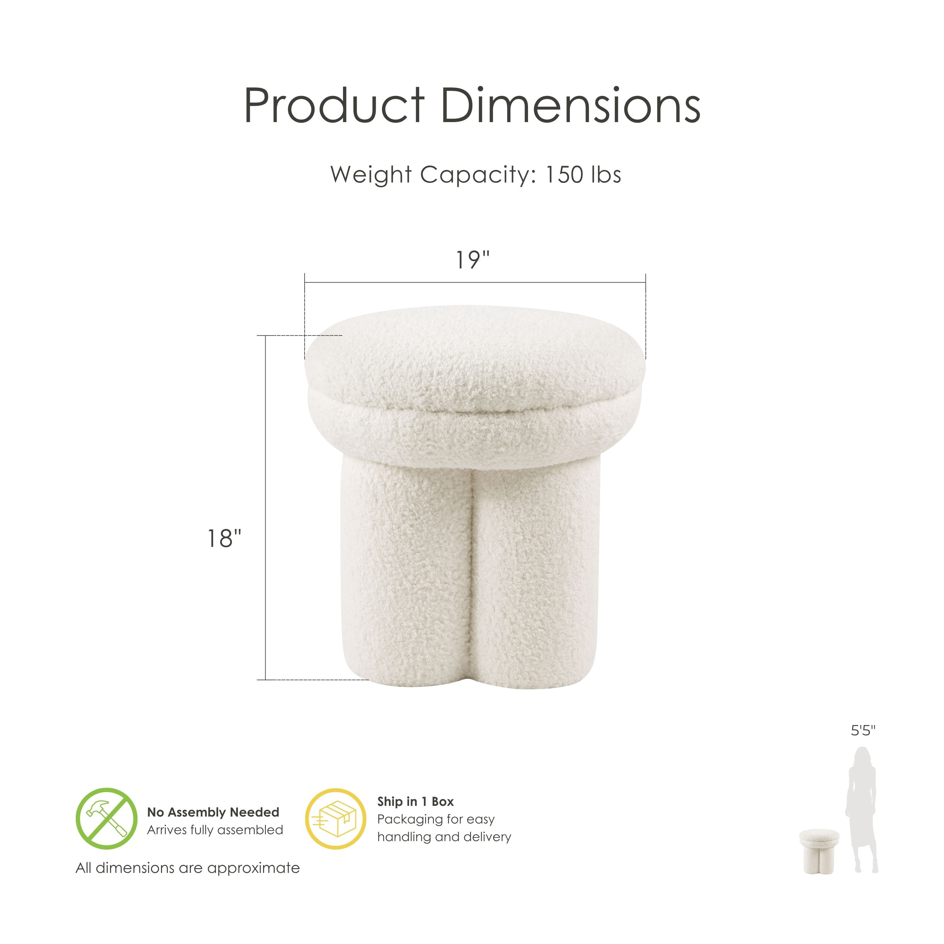 Furniture of America Thia I Modern 17.5" Upholstered Mushroom-Shape Design Stool, Beige