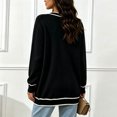 thumbnail image 6 of Tqcoqu Plus Size Button Front Cardigan for Women, Contrast Trim Loose Fit Long Sleeve Knit V Neck Sweater Coat with Pockets, 6 of 6