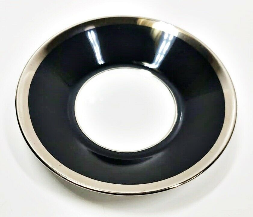 Haviland Limoges Laque De Chine Platinum Rim Noir Demitasse Saucer, 4