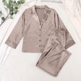 thumbnail image 2 of Ashirexll Womens Winter Sets, Fuzzy Pajamas for Women, Home Casual Blouse and Trousers Imitation Silk Shirt Thin Pants Two Piece Pajama Set, 2 of 4