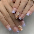 thumbnail image 1 of Uñas postizas de acrílico con diseños de mariposas, uñas postizas de color azul brillante y morado, uñas postizas de verano, uñas acrílicas de cobertura total, kit de uñas adhesivas, 1 of 4