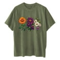 thumbnail image 6 of gbyLJF Short Sleeve Workout Tops for Women Plus Size Loose Fit Cotton Crew Neck T Shirt Print Drop Shoulder Shirts Army Green L, 6 of 6