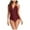 Wine, variant on Women Ladies Conservative Swimsuit Color Printed Chic Swimwear Relaxed Fit Hawaii Summer Tropical Brazilian Beachwear