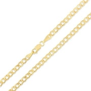 Ioka - 14K Yellow Gold 3.5mm Hollow Cuban Chain Necklace with Lobster Clasp - 24"