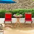 thumbnail image 2 of Costway 3PCS Patio Folding Wooden Bistro Set Cushioned Chair Conversation Garden Red, 2 of 11