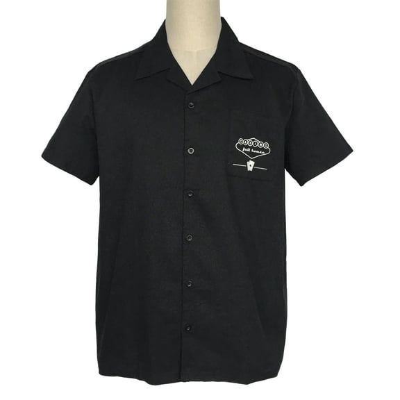 Black Men Shirt Solid Color Casual Workshirt