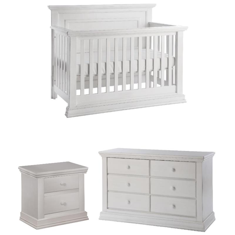 Home Square 3Piece Set with Crib & Dresser & Nightstand in Vintage