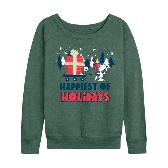 Peanuts - Happiest Of Holidays - Women's Lightweight French Terry Long Sleeve Shirt