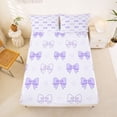 thumbnail image 3 of Erosebridal Dreamy Purple Bow Queen Sheet Sets for Girls, Cartoon Love Heart Bed Set for Women, 4pcs, 3 of 6