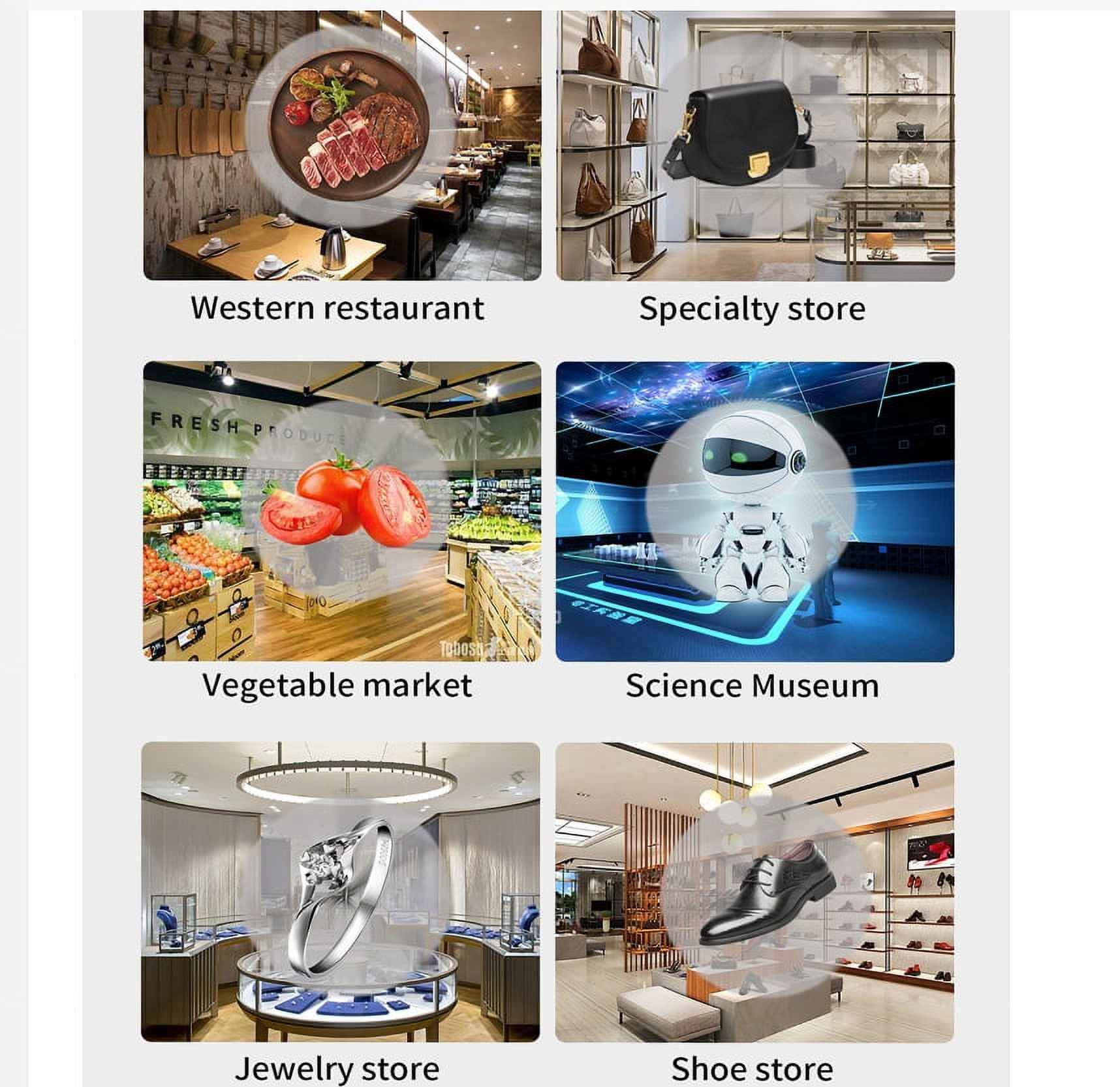 3D Hologram, 56cm 3d Holographic Fan Projector Advertising Machine Wifi Stereo Suspension Virtual Aerial Imaging Splicing Screen Ideal Advertising Tool