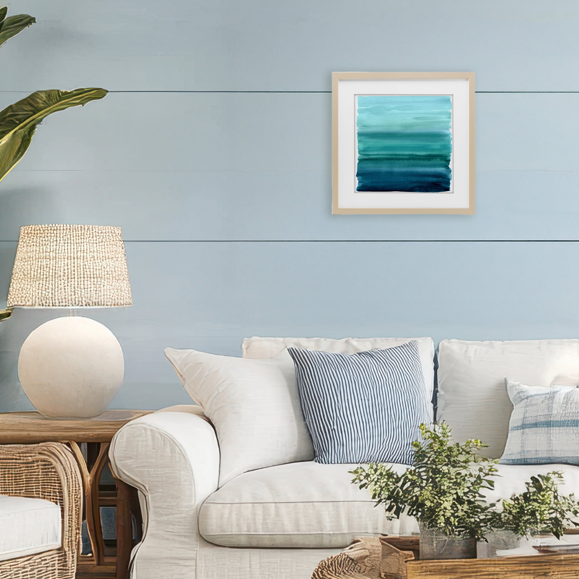 Stupell Industries Aqua Ombre Gradient Birch Framed Print Under Glass, design by Allie Corbin
