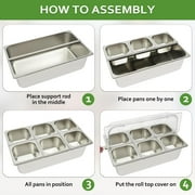 Miumaeov Countertop Food Display Container Ice Food Serving Tray 6 Pans Chilled Buffet Condiment Dispenser Appetizer Spice Fruit Cold Serving
