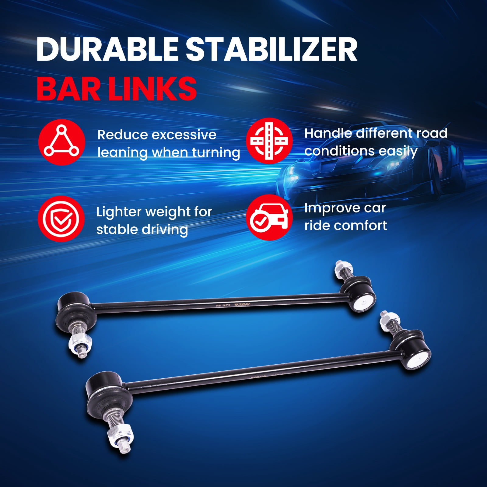 MOCA AUTOPARTS 2 Pcs Front Sway Bar Link Kit Fit for 96-10 Chrysler Town & Country V6 3.3L & 11-18 Dodge Grand Caravan V6 3.6L