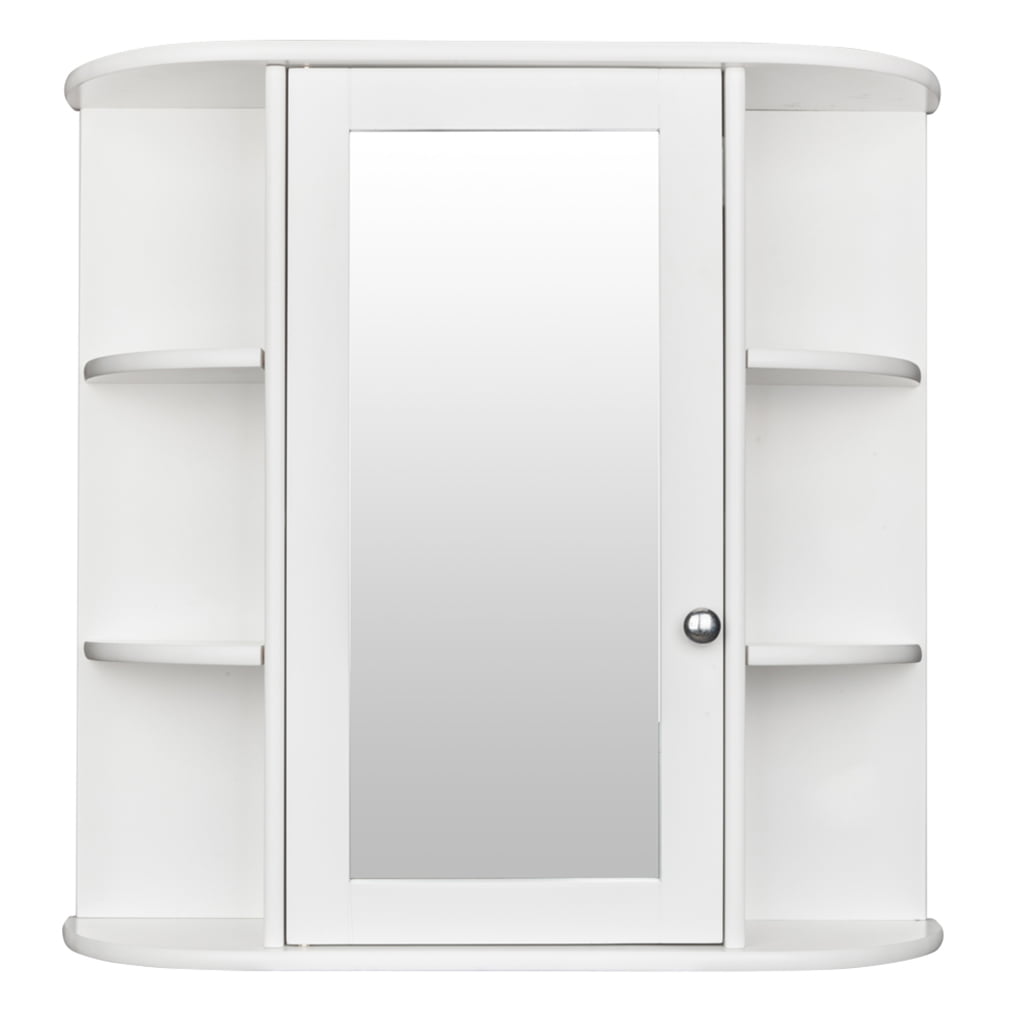 3 Tier Corner Shelf Wooden Bathroom Wall Mounted Mirror Cabinet Shelf Cupboard Bedroom Storage Unit Free Standing 