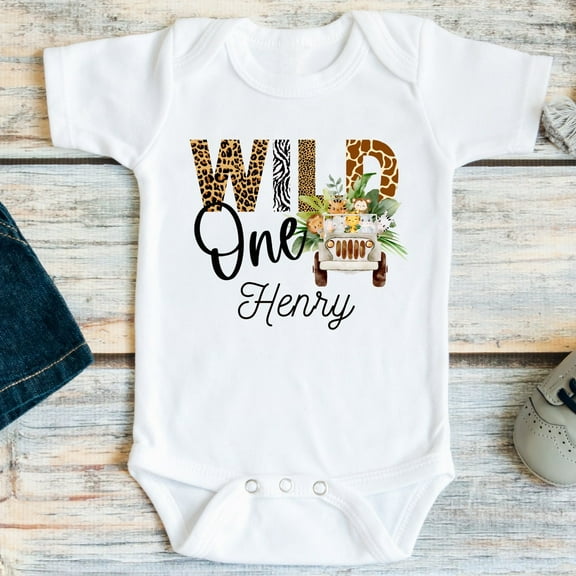 Baby Bodysuit BELLA CANVAS Wild One First Birthday Shirt Or Bodysuit, Zoo Birthday Shirt For Baby Boy Or Girl, Animals 1St Birthday, Safari Jungle Themed Party
