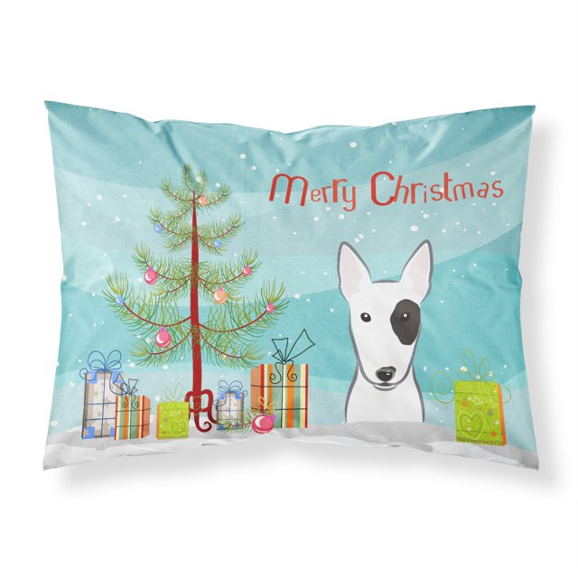 Caroline's Treasures BB1581FUNDA DE ALMOHADA Funda de almohada estándar de tela para árbol de Navidad y Bull Terrier, grande, multicolor Caroline's Treasures BB1581PILLOWCASE