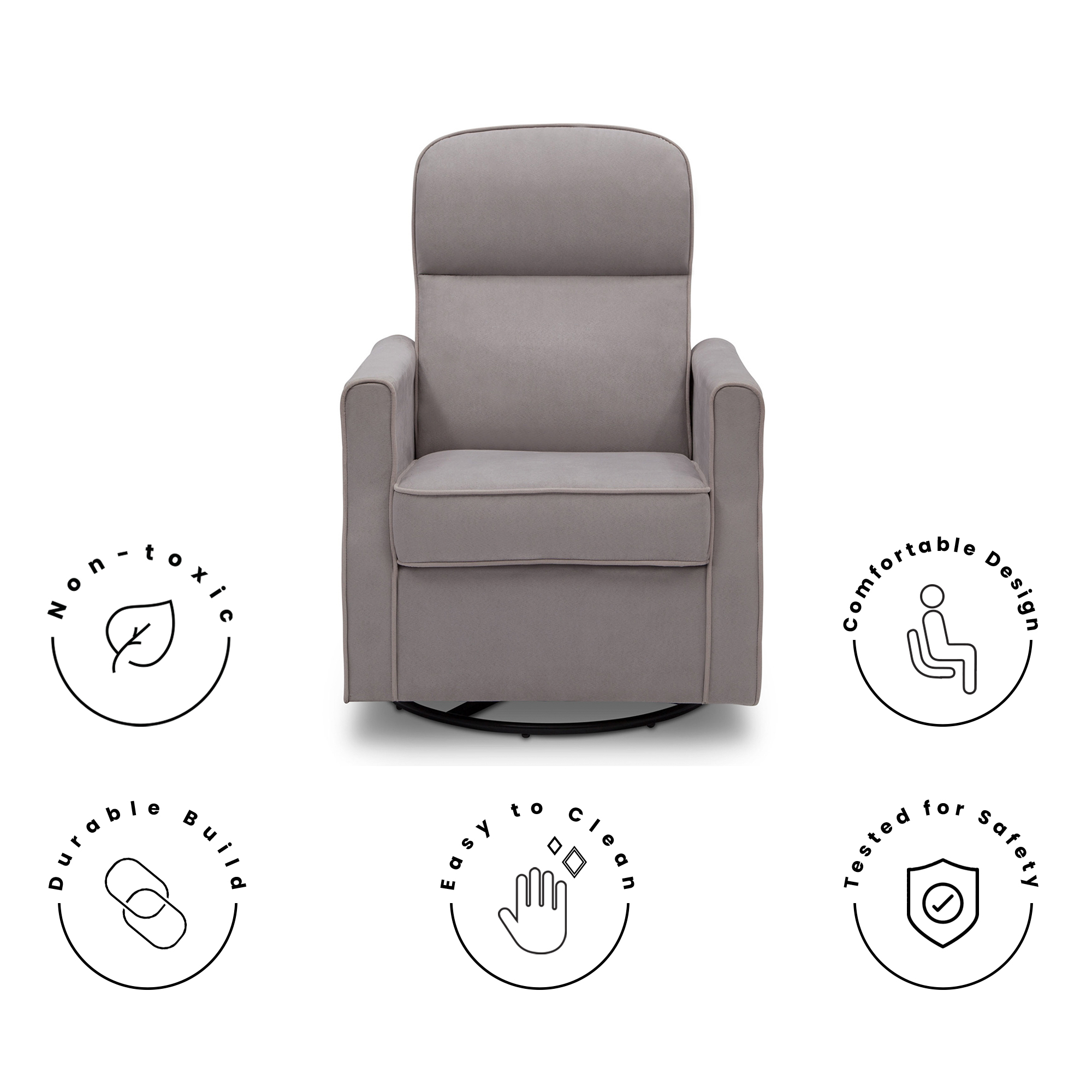 Delta Children Clair Slim Nursery Glider Swivel Rocker, Dove Gray photo 3