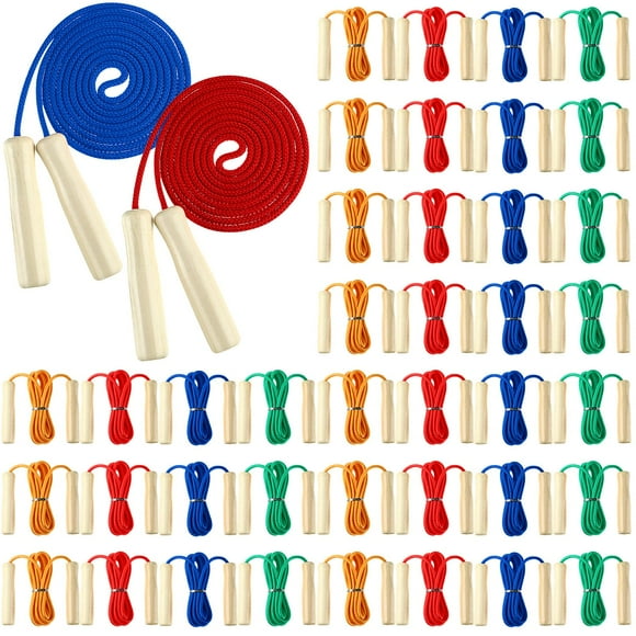 Sonwyoung Lot de 30 Cordes à Sauter de 8,53 Pi pour Enfants et Adultes, Corde à Sauter en Coton Ajustable avec Poignée en Bois pour Multijoueur, Corde à Sauter Double Néerlandaise, Exercice, Plaisir en Plein Air, École, Sport, Jeu, Cadeau