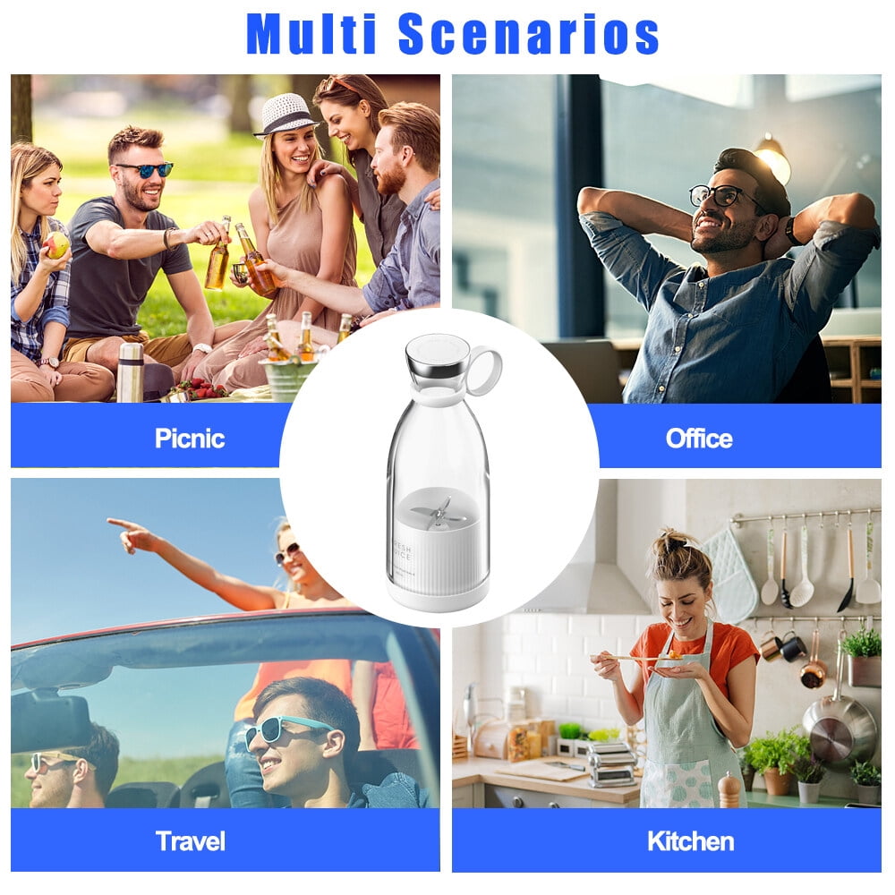 Aoresac Personal Size Blender Battery Powered USB Rechargeable Portable Blender for Shakes and Smoothies 350ml Fresh Juice Blender Cup with Stainless Steel 4 Blades for Travel Gym Kitchen