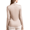 thumbnail image 4 of Turtleneck Mulberry Silk Thermal Shirts for Women Long Sleeve Tops Lightweight Base Layer Shirt, 4 of 6