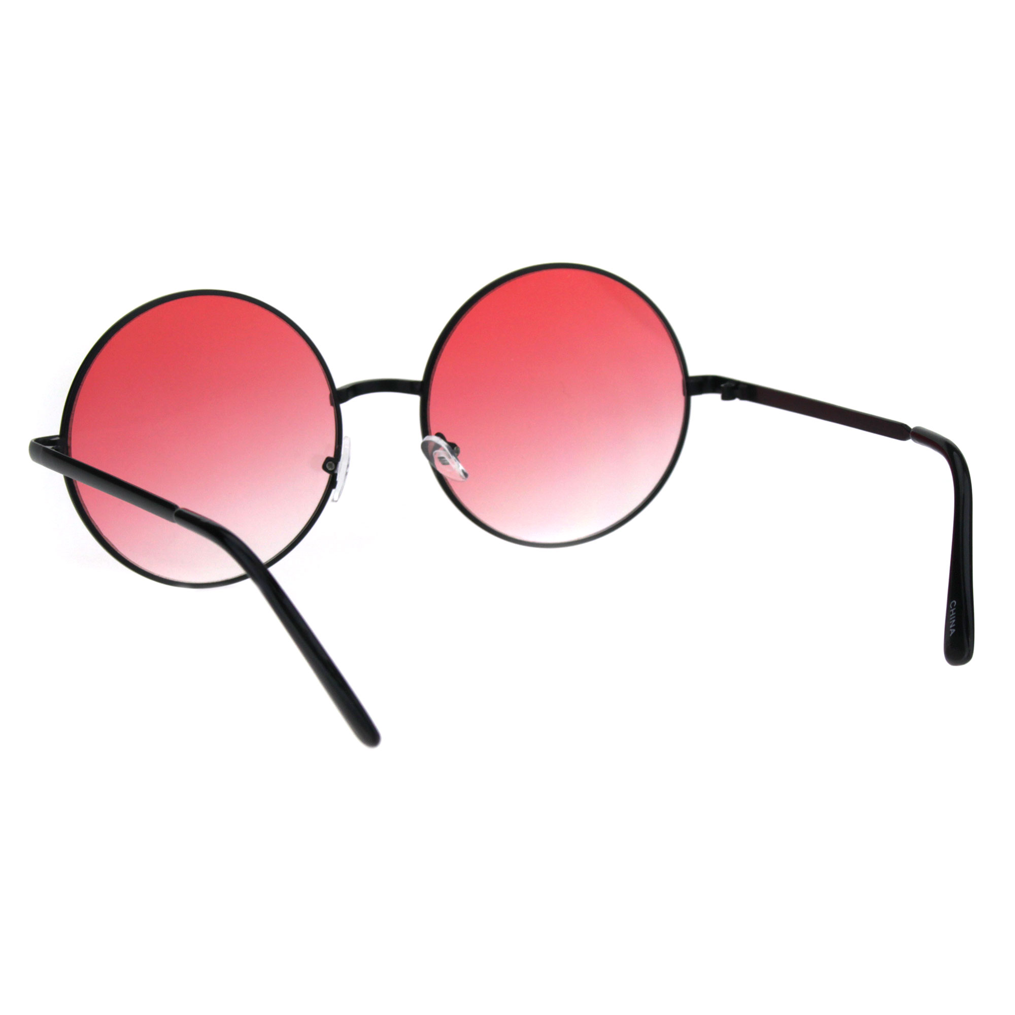 Round Circle Lens Hippie Metal Rim Gradient Sunglasses Black Red - image 4 of 4