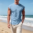 thumbnail image 5 of WULMLEO Mens Sleeveless Tank Tops Workout Muscle Athletic Cut Off Tee Shirts Casual Loose Lightweight Running Gym Sports Shirts Light Blue S, 5 of 7