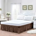 thumbnail image 3 of Bed Skirt Wrap Around 15" Drop, Fully Elastic Dust Ruffle, Extra Soft and Luxury, Fade Resistant, Machine Washable Luxurious Fabric, Full XXL Size - Chocolate Solid., 3 of 5