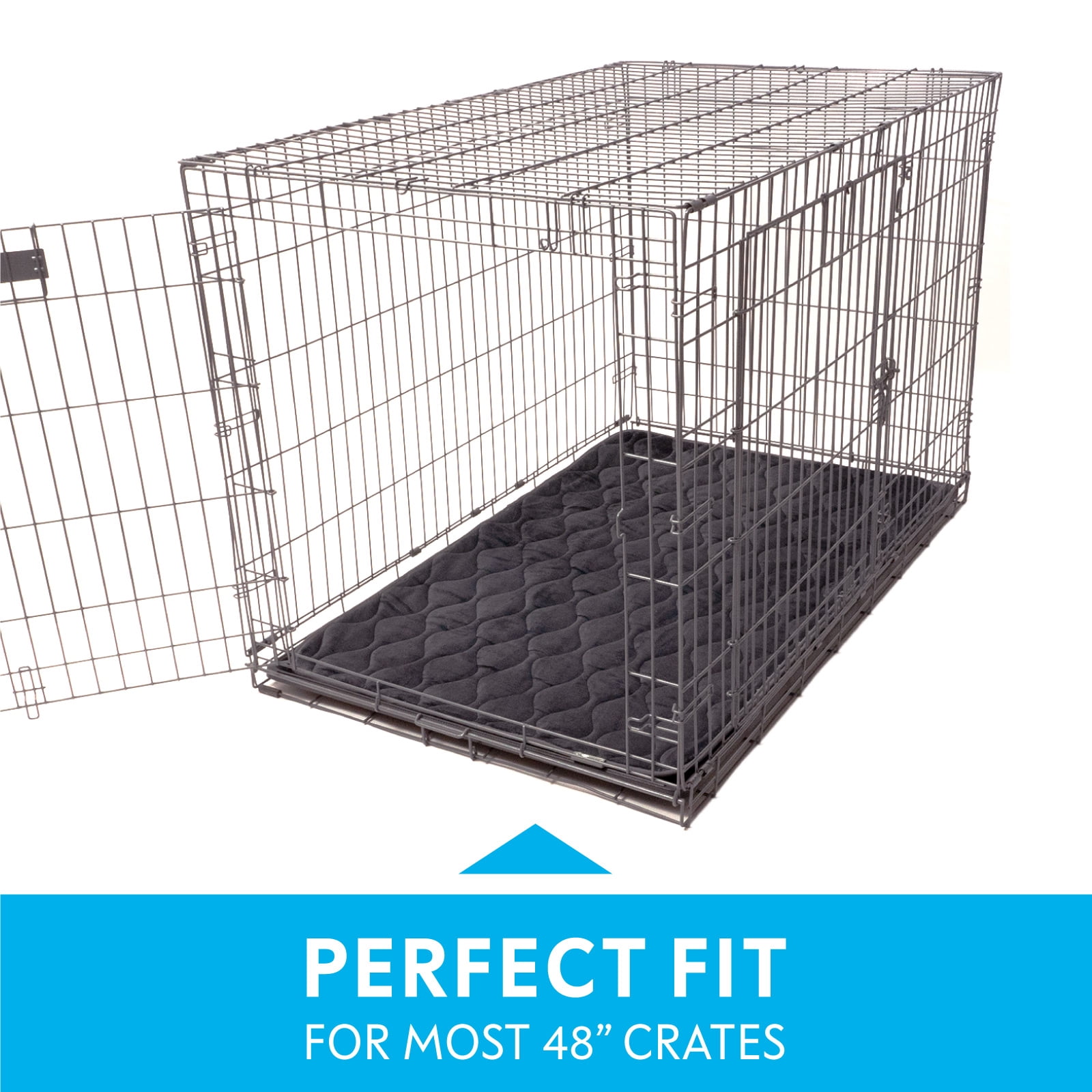 Paw Inspired Washable 48" Dog Crate Mat, Size 47x29 Inch, Waterproof Dog Crate Kennel Bed Anti-Slip Bottom Leakproof Pads (Gray)