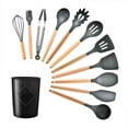 thumbnail image 1 of 11-Piece Cooking Utensil Set with Storage Rack Kitchen Utensil Set Silicone Cookware Set Wooden Handle Cookware Set Chef Non-Stick Kitchen Gadgets, 1 of 8