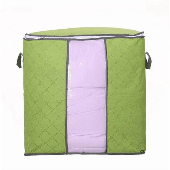 Large Breathable Storage Bag with Clear Panel & Handles, Green