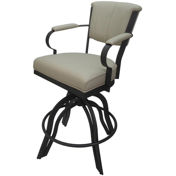 Miami Counter Height 26" Swivel Tilt Metal Bar Stool - Beige Vinyl - Gray Frame