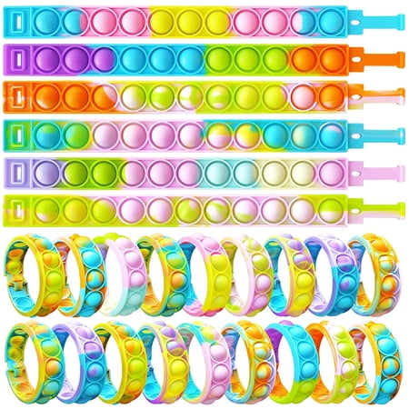 LINLINPAPA 24PCS Push Pop Fidget Toy Fidget Bracelet, Durable and ...