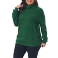 thumbnail image 4 of Agnes Orinda Women's Plus Size Halloween Outfits Sweater Cable Knit Turtle Neck Long Sleeve Ribbed Cuff Fall Winter Chunky Pullover Sweaters 2X Dark Green, 4 of 6