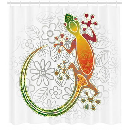 Batik Shower Curtain Native Southeast Asian Common House Gecko